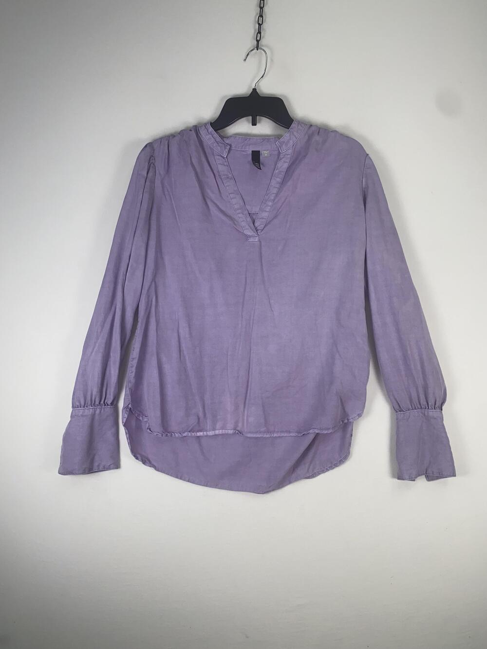 KUT From The Kloth Blouse Womens Medium Purple Long Sleeve V Neck Tunic Top